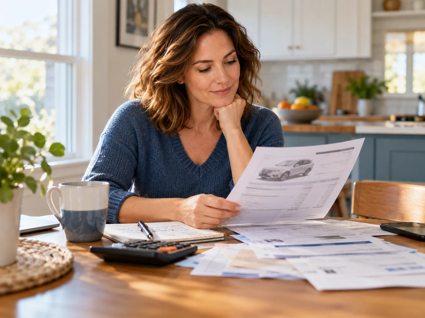 Customer reviewing an unexpected expense at home
