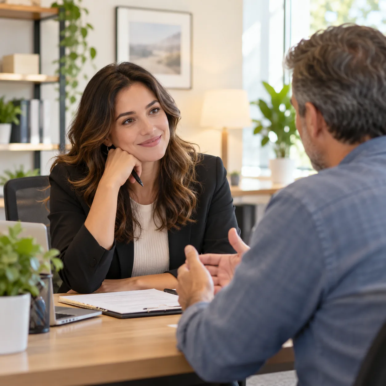 Loan associate listening attentively to a customer